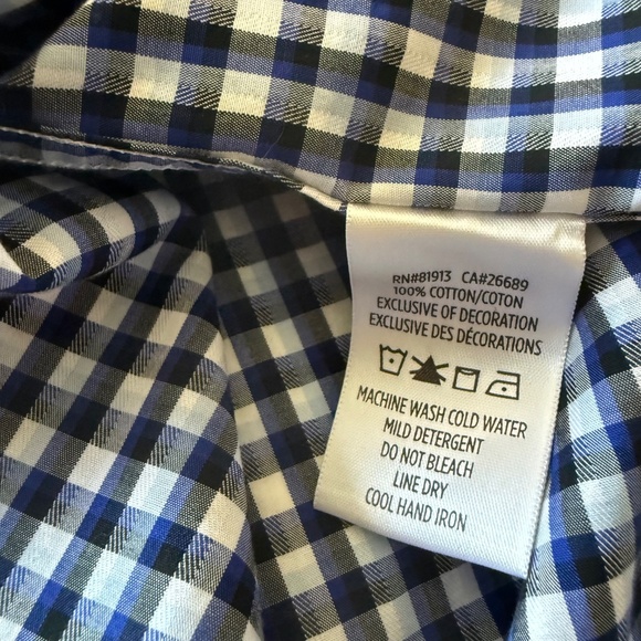 Robert Graham Designer Tri-Blue Plaid Flip Cuff Button Up Dress Shirt Mens XL - Picture 8 of 8